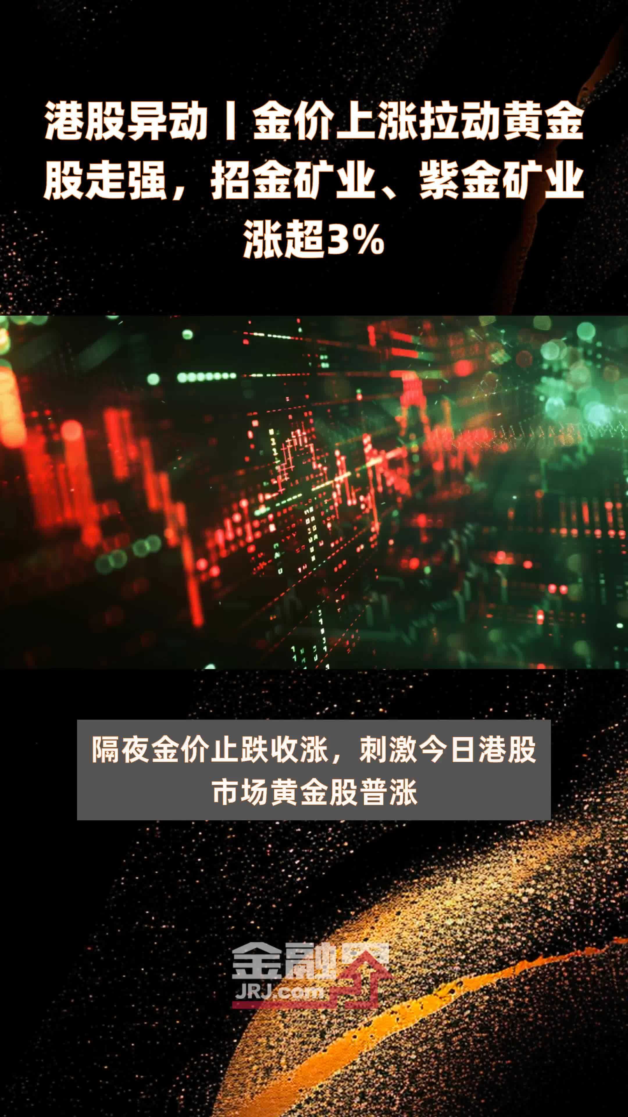 港股异动丨金价上涨拉动黄金股走强招金矿业紫金矿业涨超3快报