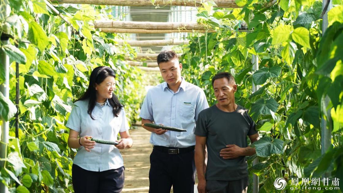 邮储银行张掖市分行工作人员主动向种植户问需，成为活跃在田间地头的“移动钱包”。