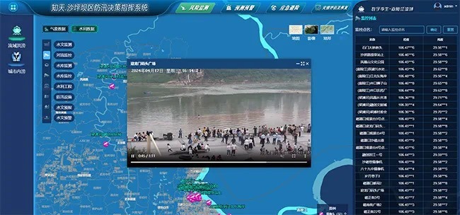 通过“知天&middot;沙坪坝区防汛决策指挥系统”，可实时对嘉陵江沙坪坝段沿江进行水位监控。（受访单位供图）
