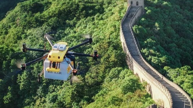 美團無人機配送服務進京，首條航線在八達嶺長城開通