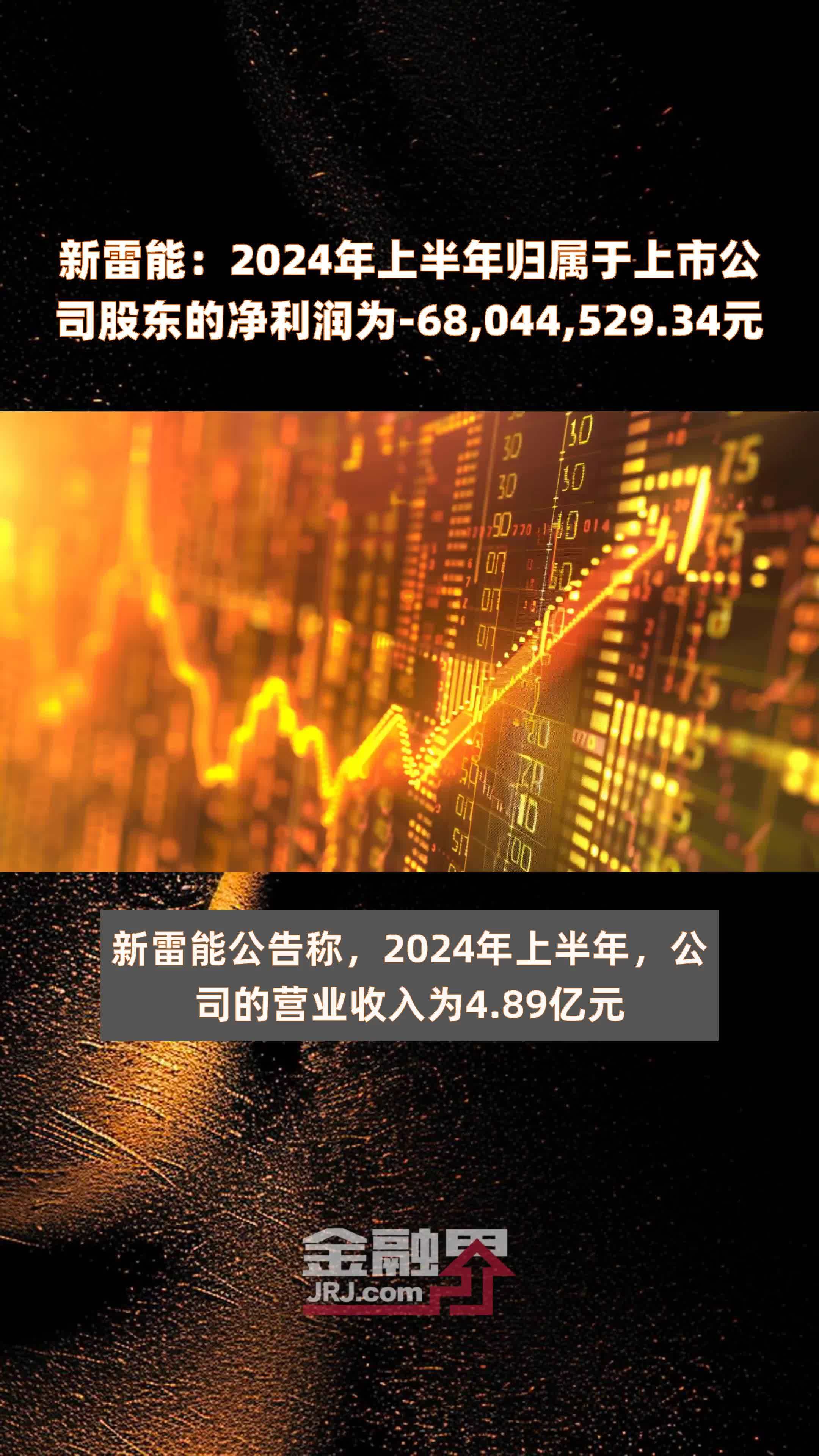 新雷能：2024年上半年归属于上市公司股东的净利润为-68,044,529.34元 |快报