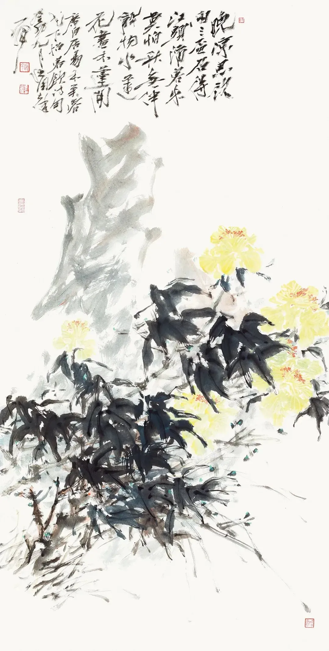 原副院长,执行院长《蕉荫栖禽》138cm×70cm贾俊春江苏省中国画学会