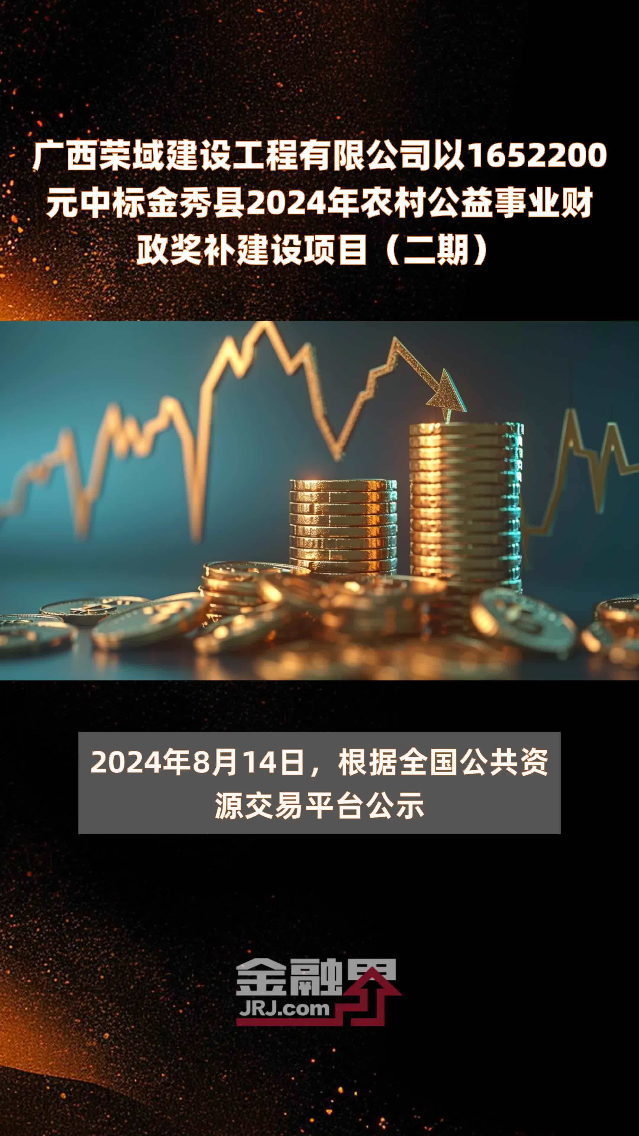 广西荣域建设工程有限公司以1652200元中标金秀县2024年农村公益事业财政奖补建设项目（二期） |快报