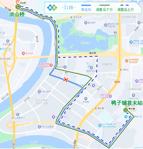 71路公交线路调整示意图