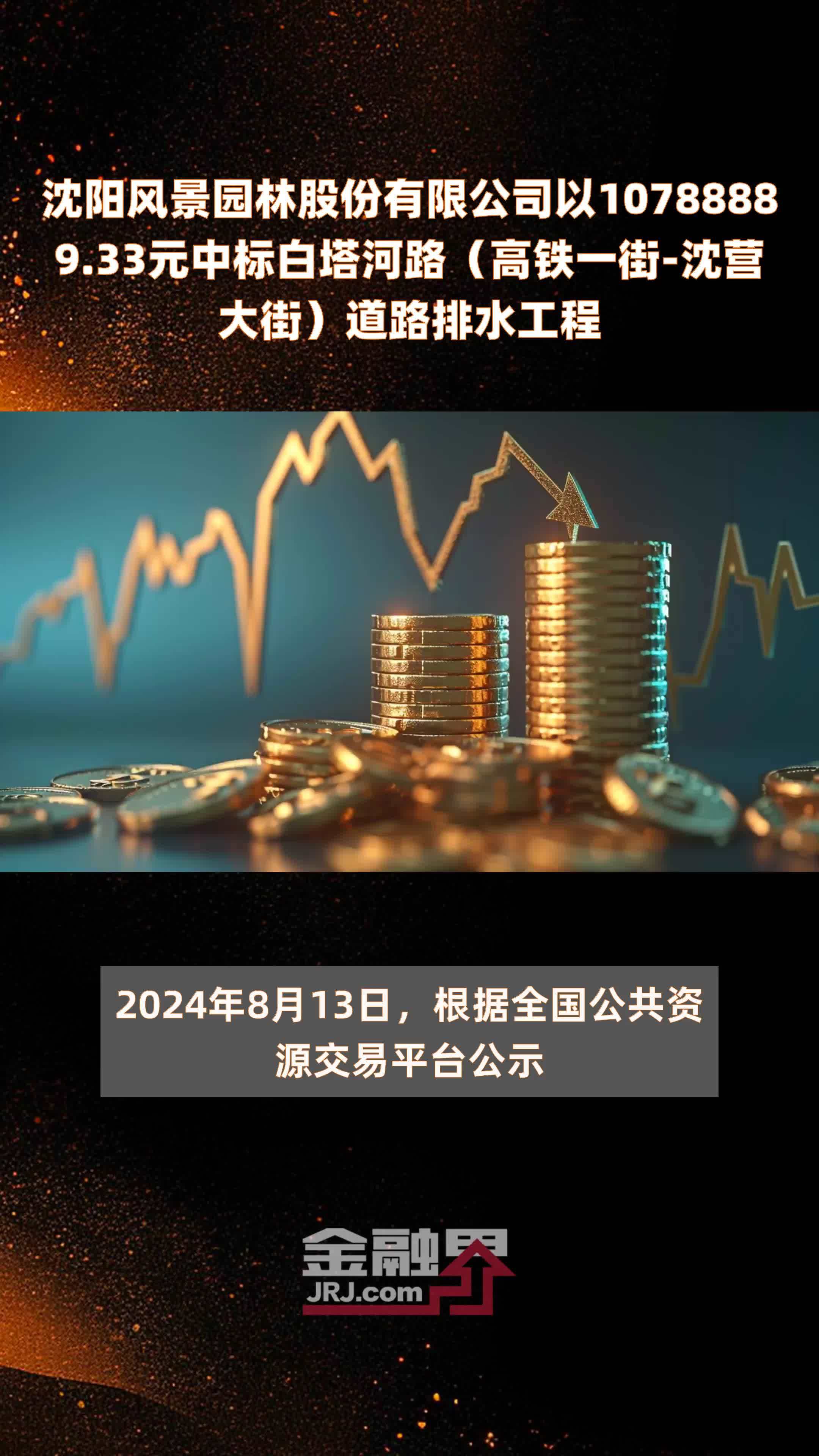 沈阳风景园林股份有限公司以10788889.33元中标白塔河路（高铁一街-沈营大街）道路排水工程 |快报