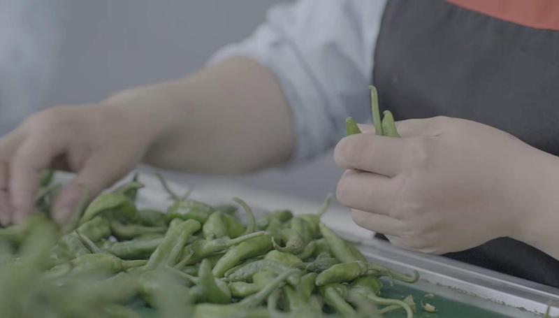 ▲在阳雀湖公司内，工人正在对樟树港辣椒进行分级。摄影丨周翼