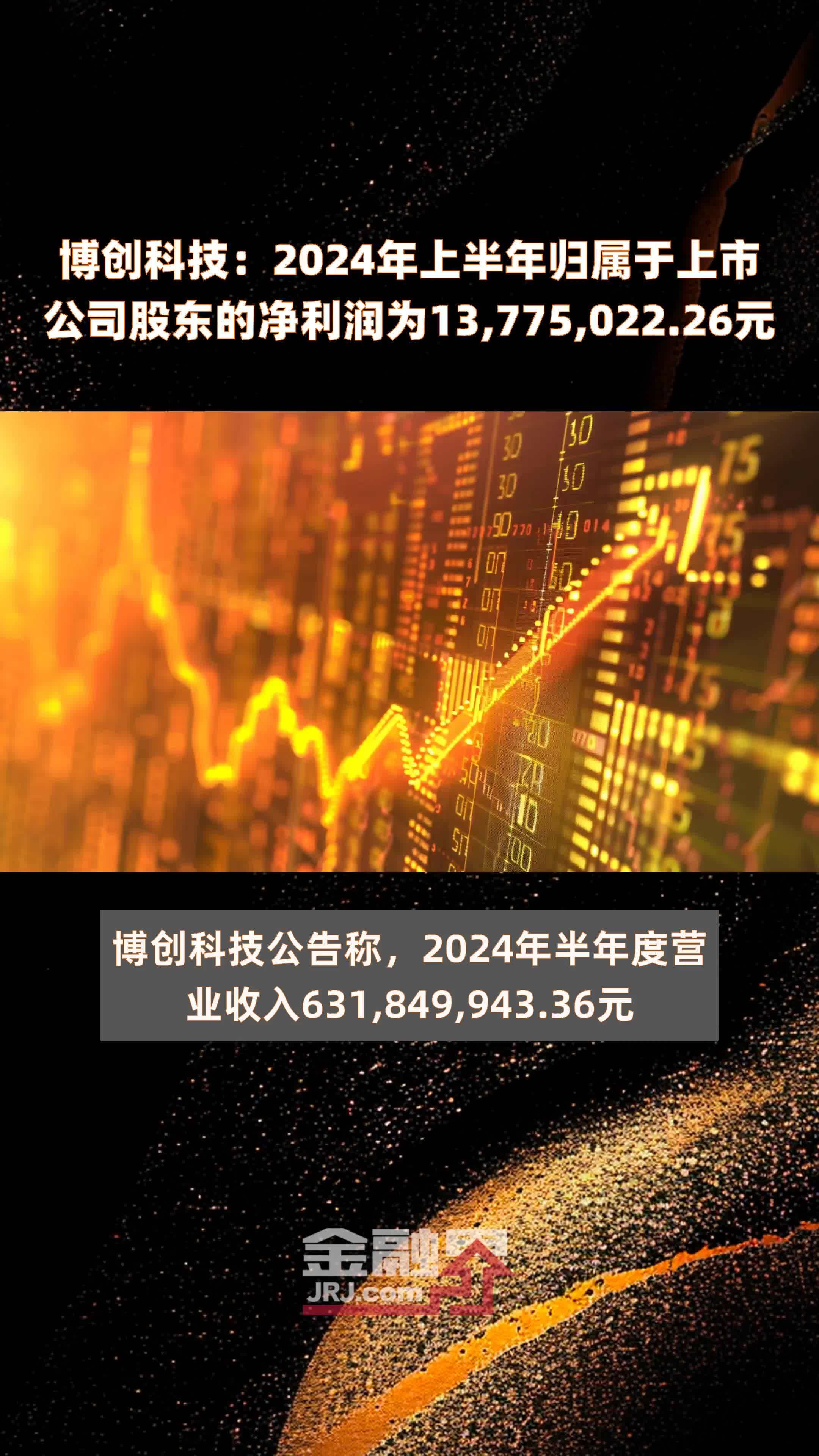 博创科技：2024年上半年归属于上市公司股东的净利润为13,775,022.26元 |快报