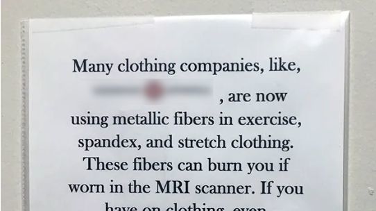 穿瑜伽褲做 MRI 可能導致燒傷，已有多例報道