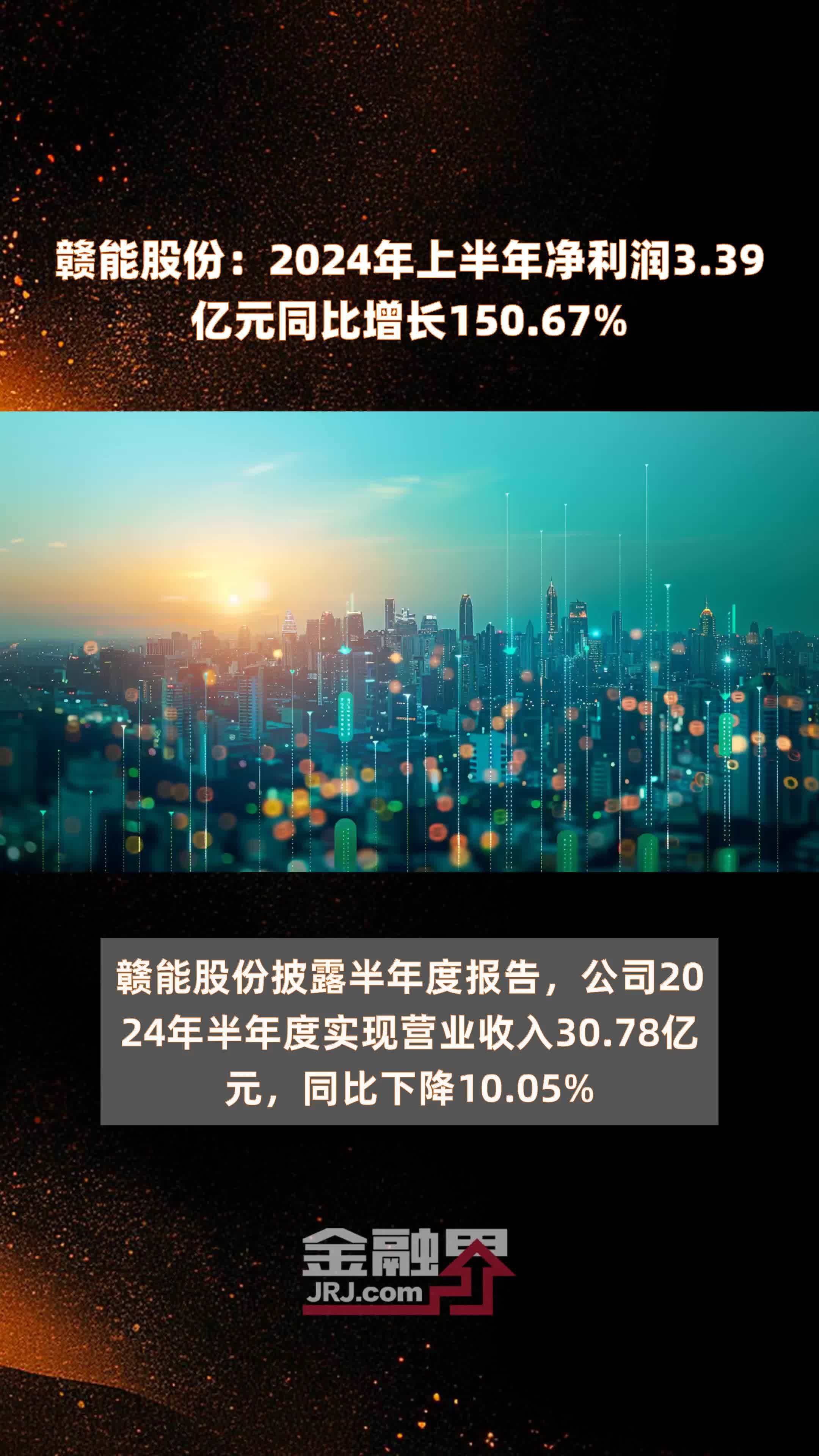 赣能股份：2024年上半年净利润3.39亿元同比增长150.67% |快报