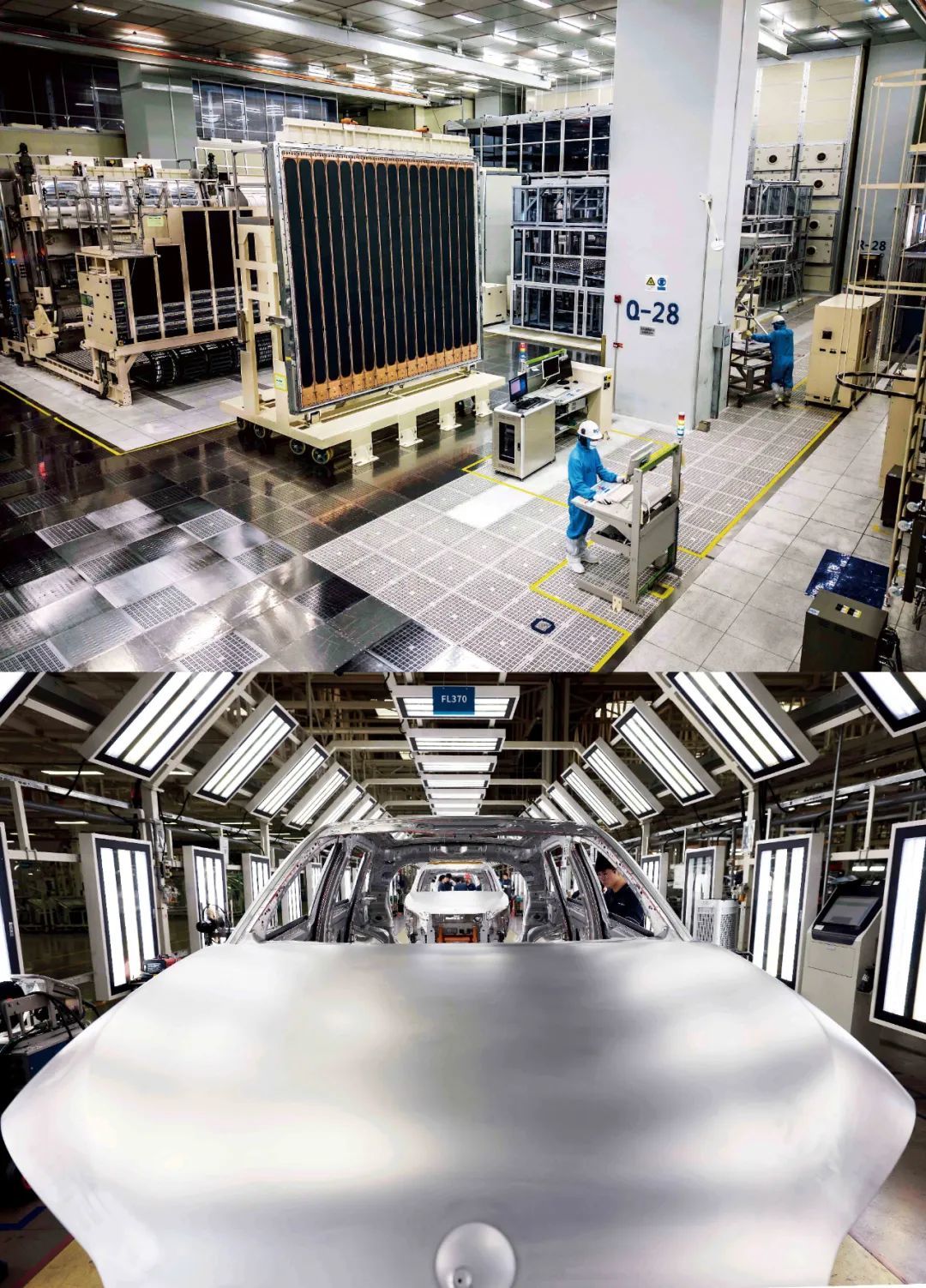 上图：合肥京东方显示技术有限公司10.5代生产线。 图/中新 下图： 江淮蔚来合肥先进制造基地。 图/中新