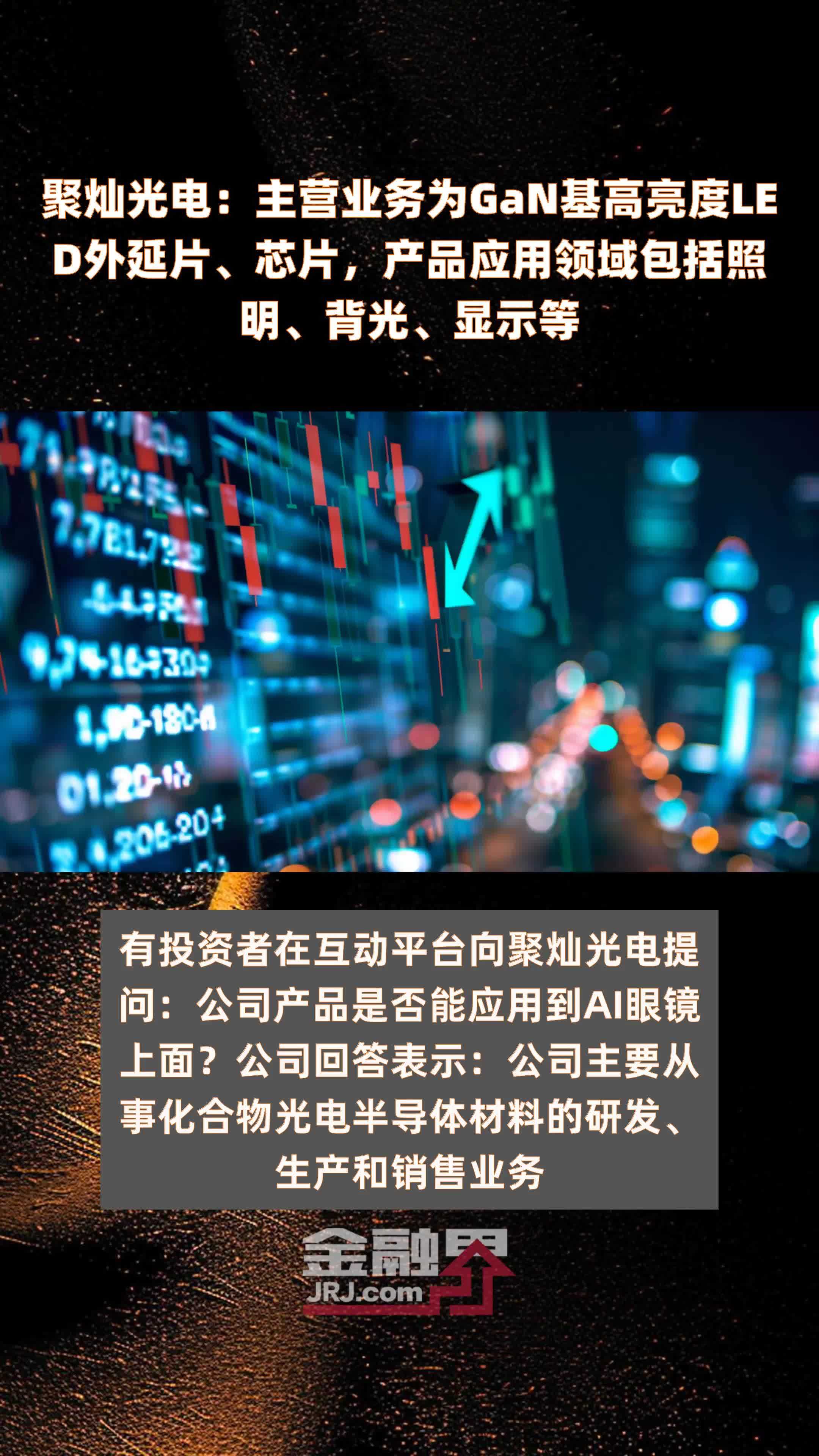 聚灿光电：主营业务为GaN基高亮度LED外延片、芯片，产品应用领域包括照明、背光、显示等|快报