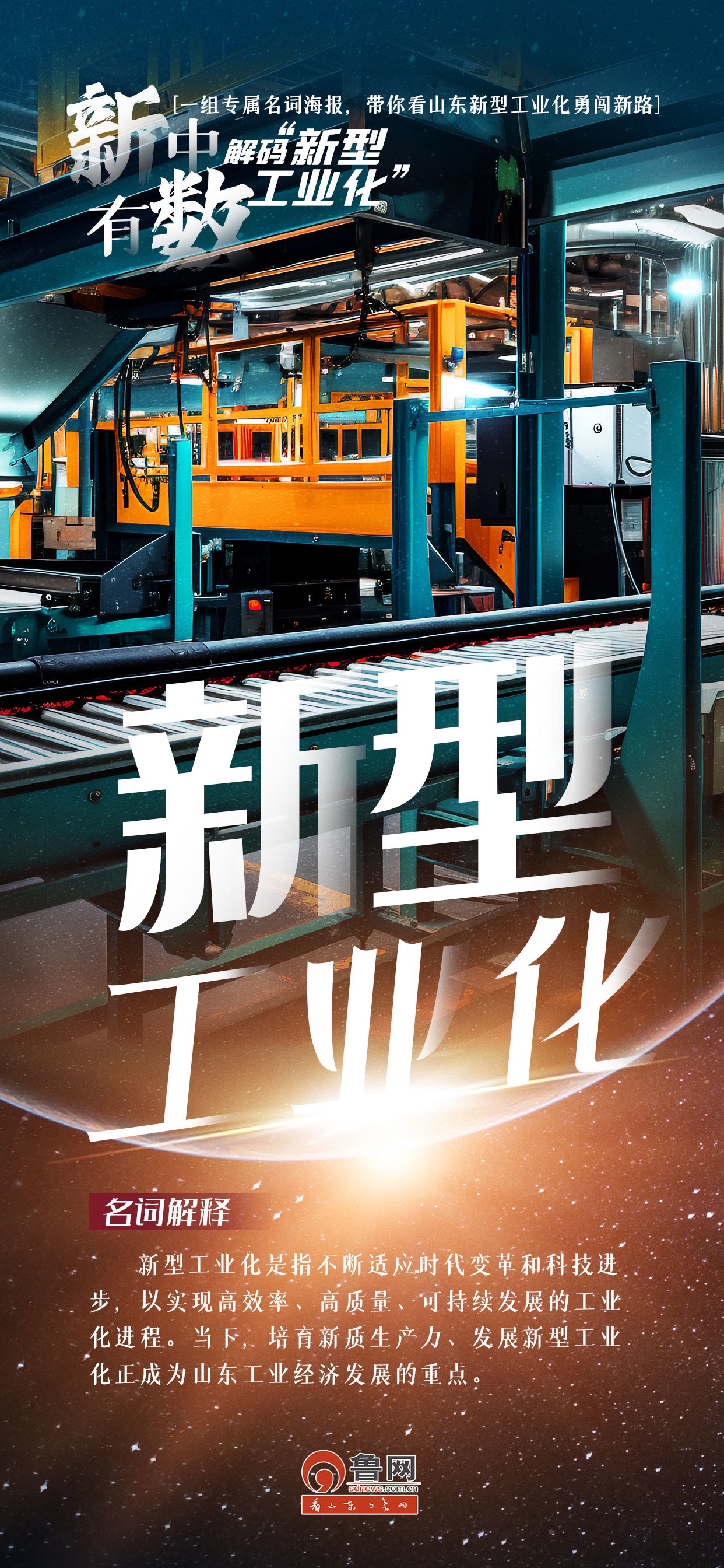 一组专属名词海报，带你看山东新型工业化勇闯新路#新中有数山东工业上大分#