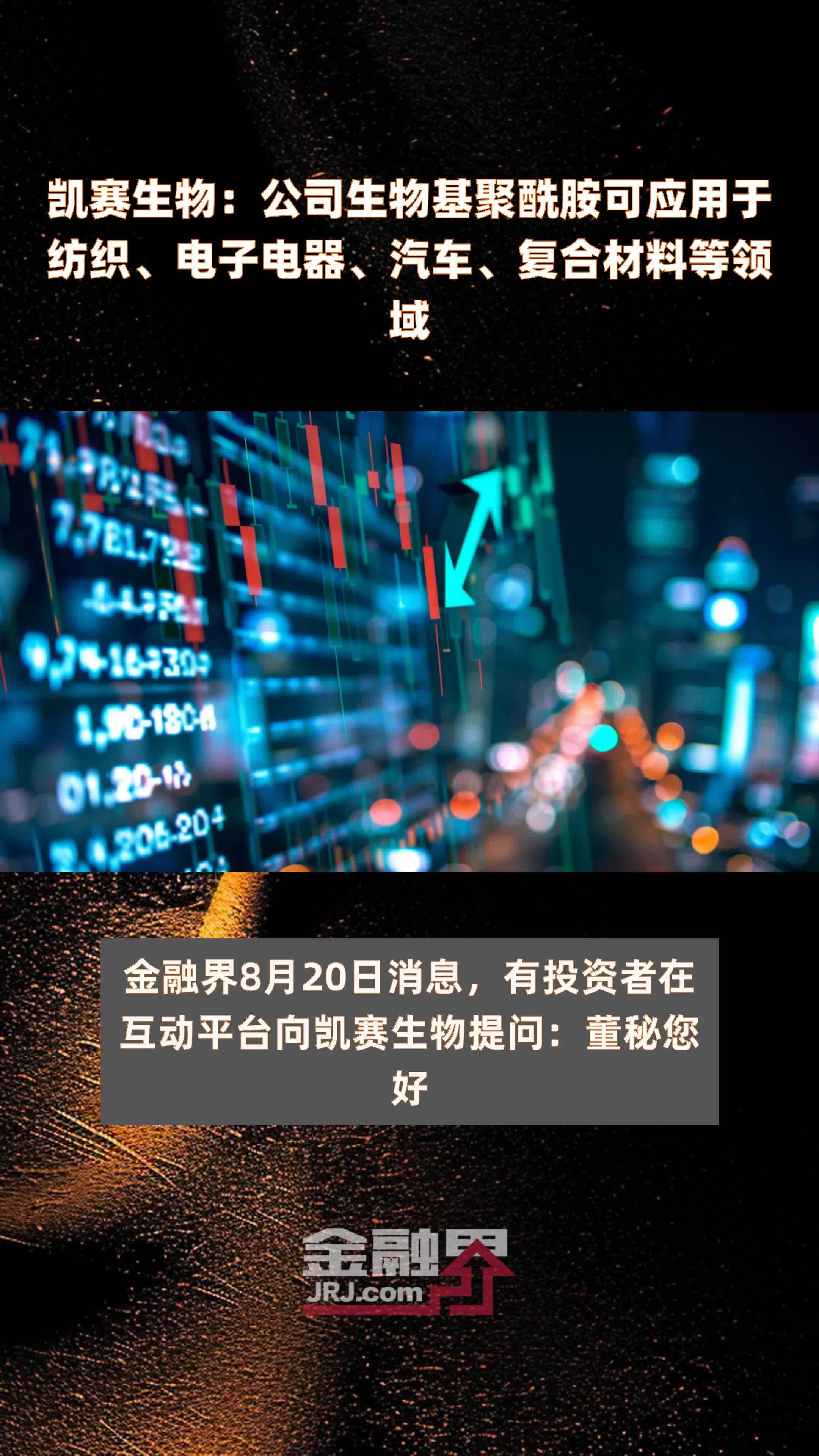 凯赛生物：公司生物基聚酰胺可应用于纺织、电子电器、汽车、复合材料等领域|快报