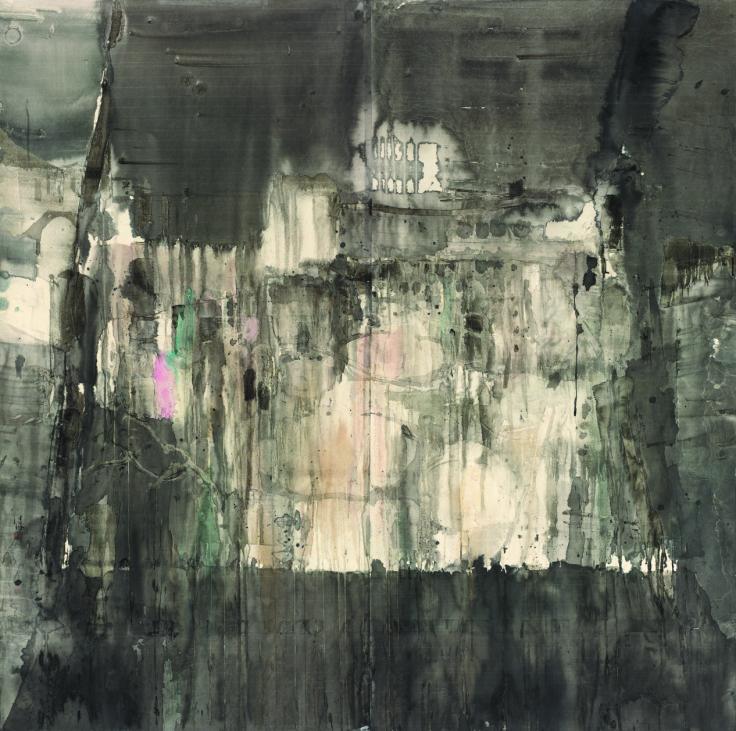 姚建伟《太阳雨》138cmx138cm纸本彩墨2024年