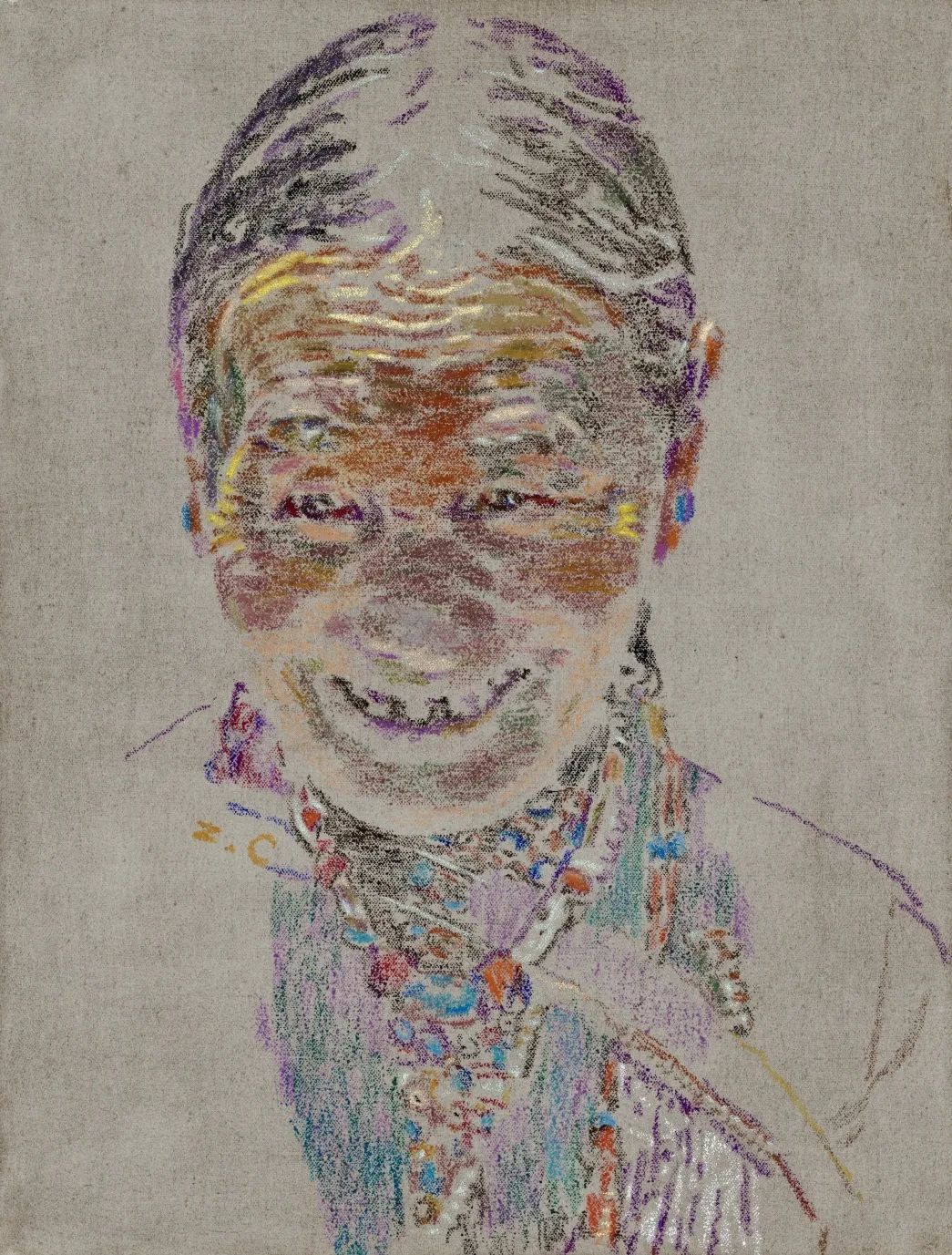 《我在高原遇见你-2》布面油画棒 65&times;50cm 2017