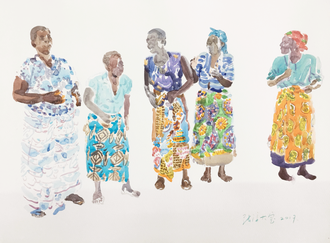 《马拉维的舞蹈者-1》纸本水彩 24&times;32cm 2017