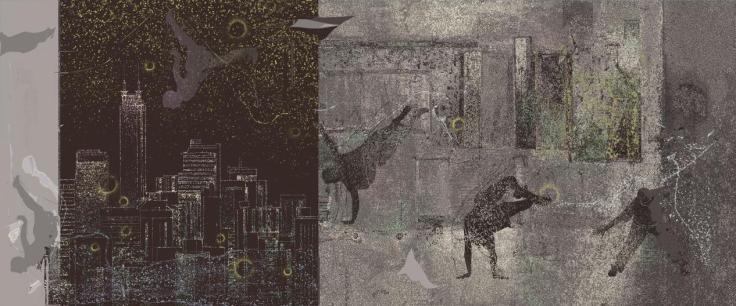 李树仁 城市之舞 50x120cm丝网版画 2024年