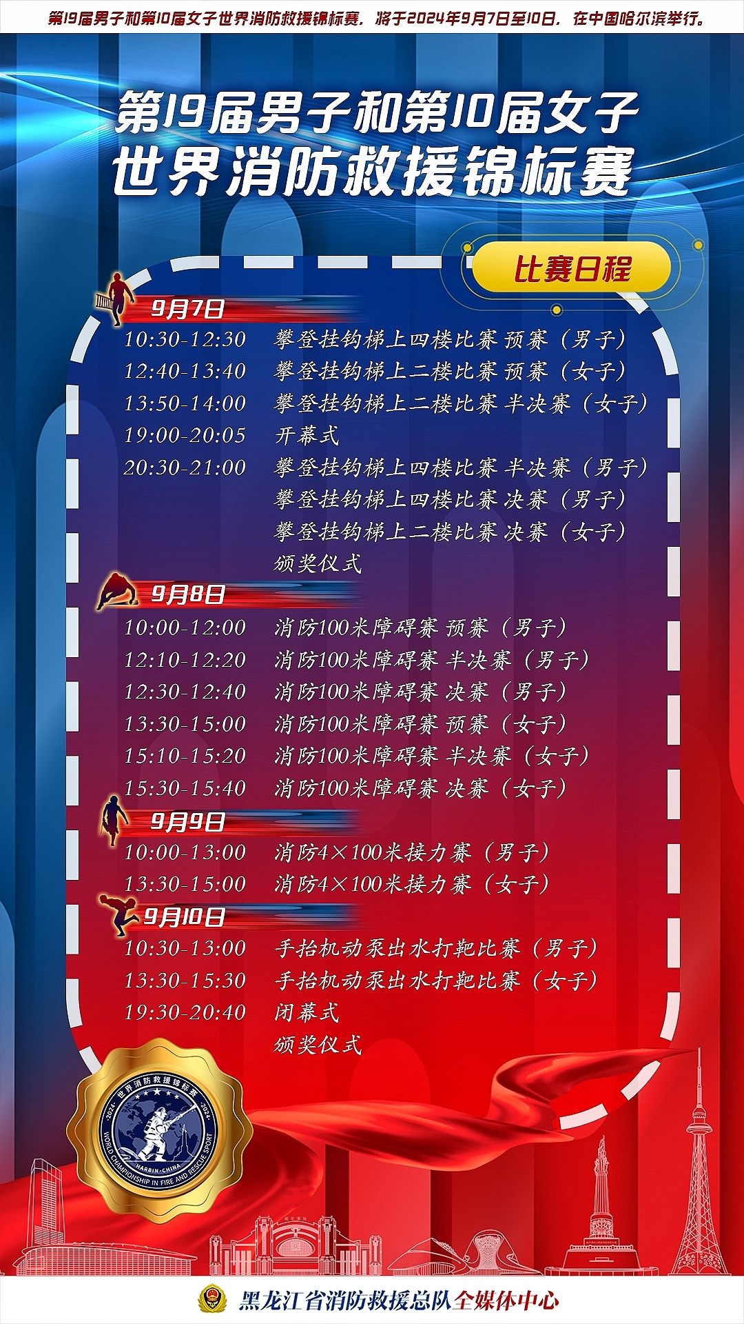 万众瞩目！第19届男子和第10届女子世界消防救援锦标赛今日全面开赛