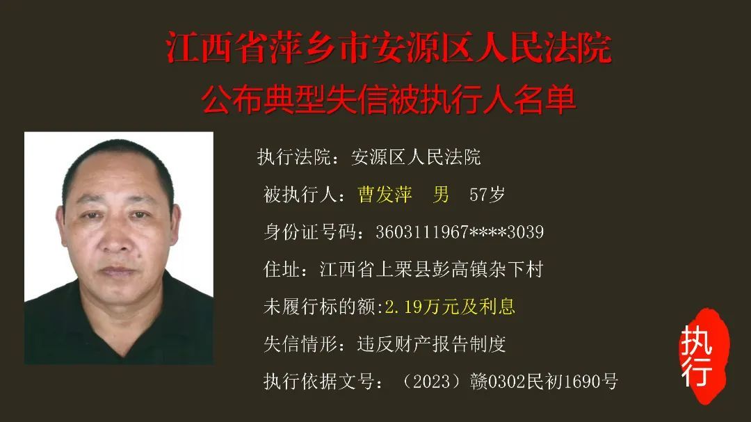 最高欠91.23万元 江西曝光一批失信被执行人名单