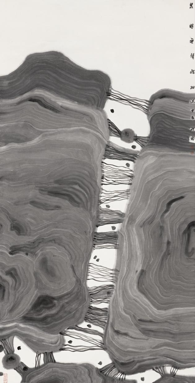 吴鸣《泉眼无声惜细流》137cmx69cm纸本水墨2024