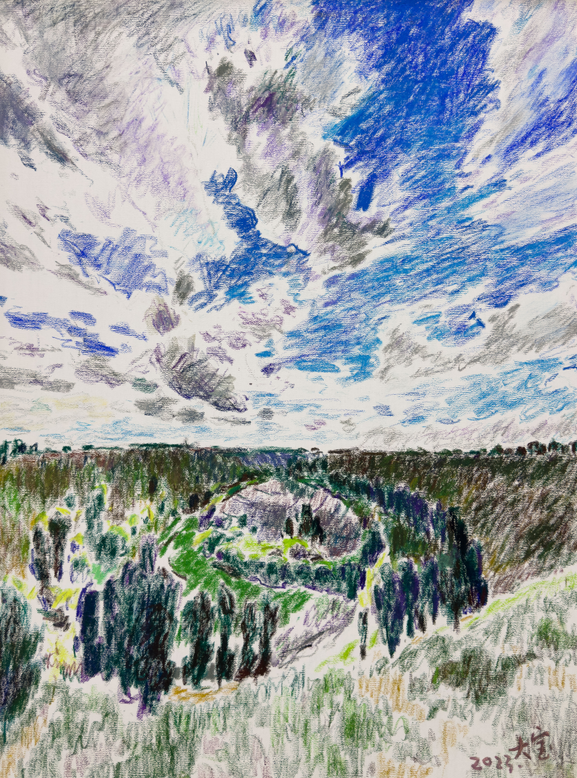 《萨拉乌苏的天空》 布面油画棒 80&times;60cm 2023