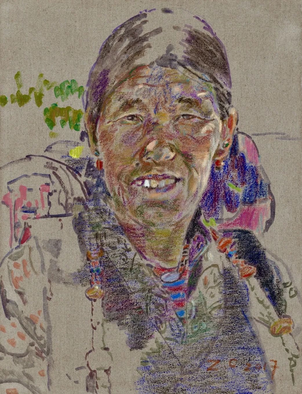 《我在高原遇见你-3》布面油画棒 65&times;50cm 2017