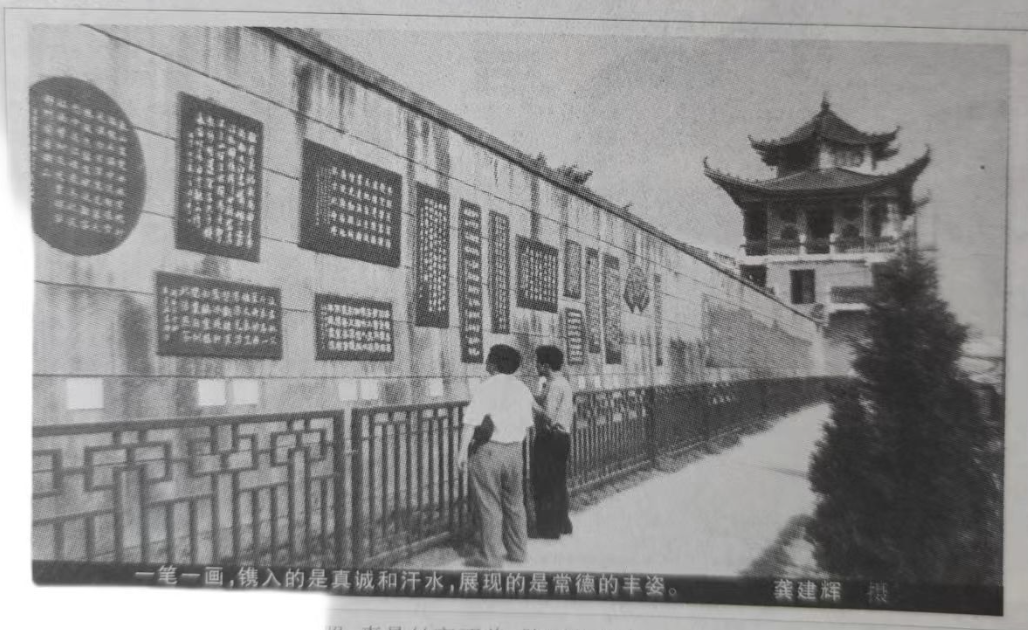 诗墙建成当年，市民参观旧照