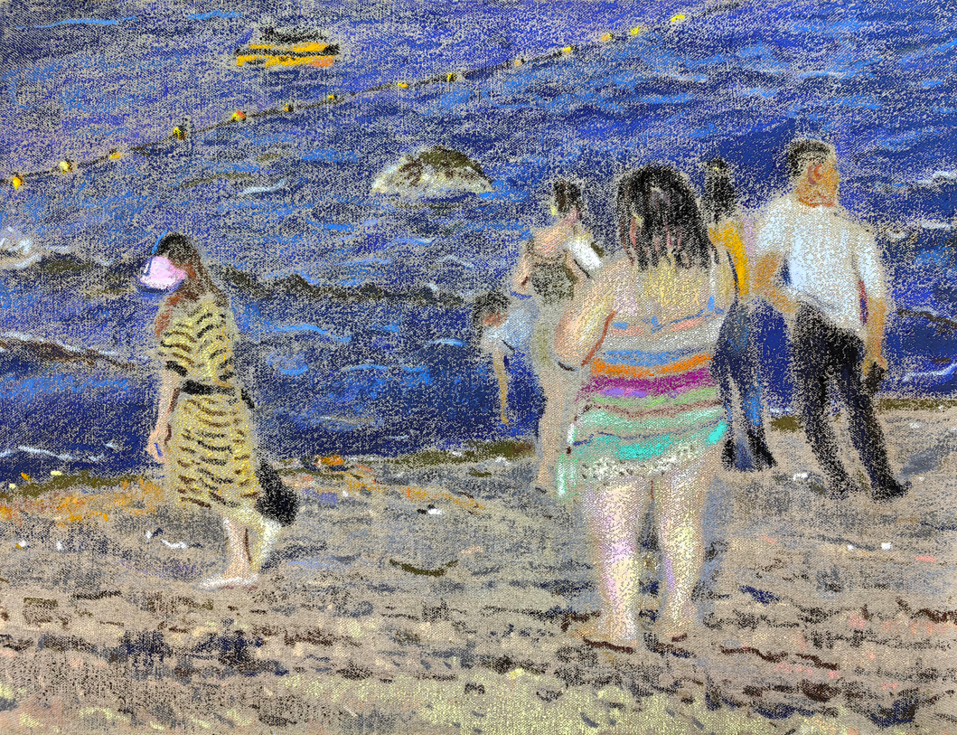 《荣成夏日的夜2》布面油画棒 65&times;50cm 2024