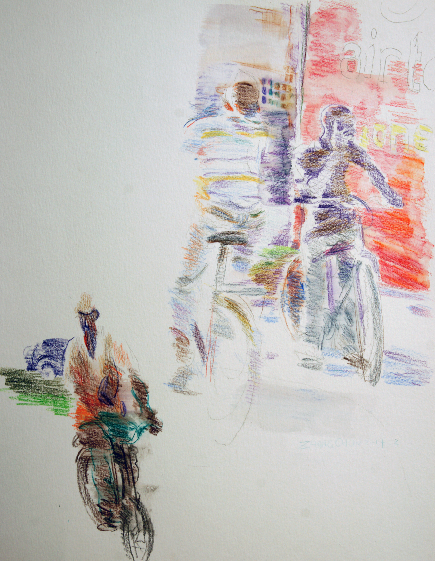 《自行车的故事2》 纸本彩铅 40&times;32cm 2017