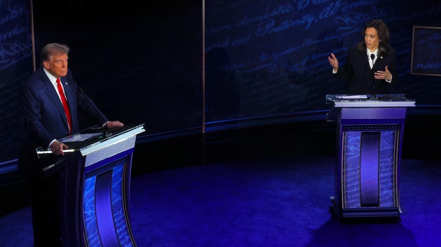美国大选辩论 哈里斯和特朗普唇枪舌战