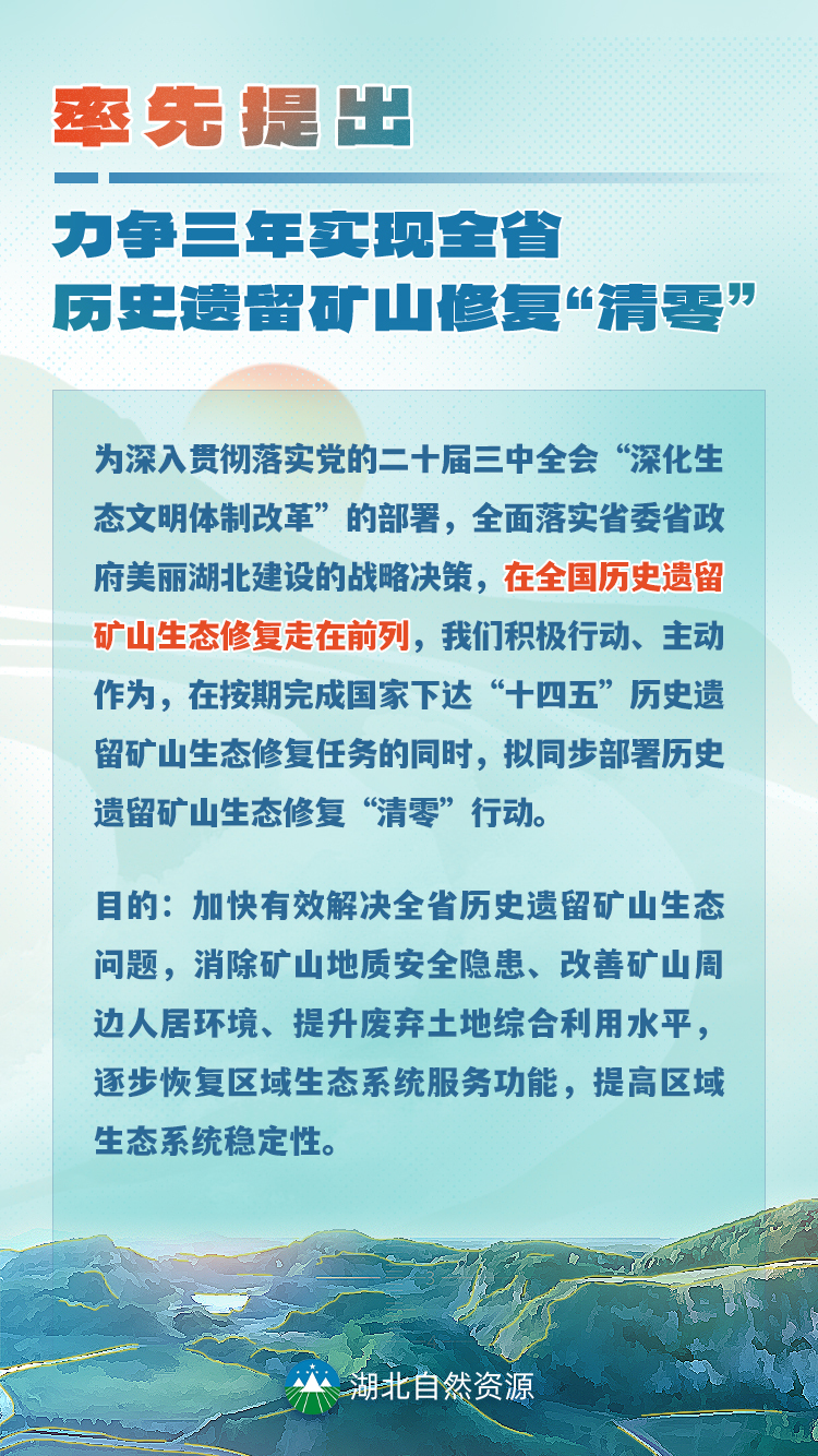 率先提出 湖北力争三年实现历史遗留矿山修复“清零”