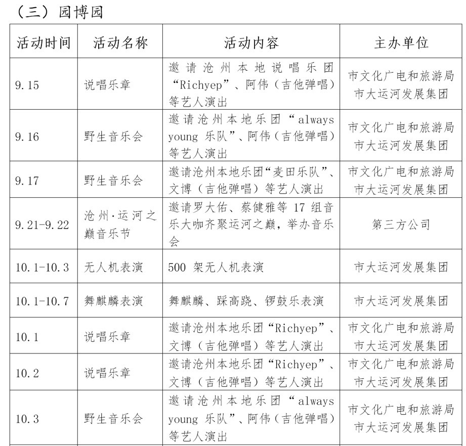 河北沧州：文旅消费季400余场活动庆“中秋”迎“国庆”