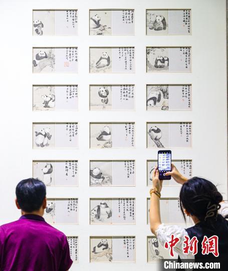 9月15日，“新象长江”主题美术作品展览在湖北美术馆开幕。作为长江文化艺术季10项主体活动之一，来自长江流域十三省份的美术名家通过一幅幅美术作品展现新时代长江的壮丽风貌。共展出112件美术作品，作品涵盖中国画、油画、版画、水彩、漆画等多种绘画门类。图为观众参观刘万鸣创作的国画 《沉静的大自然》。中新社记者 张畅 摄