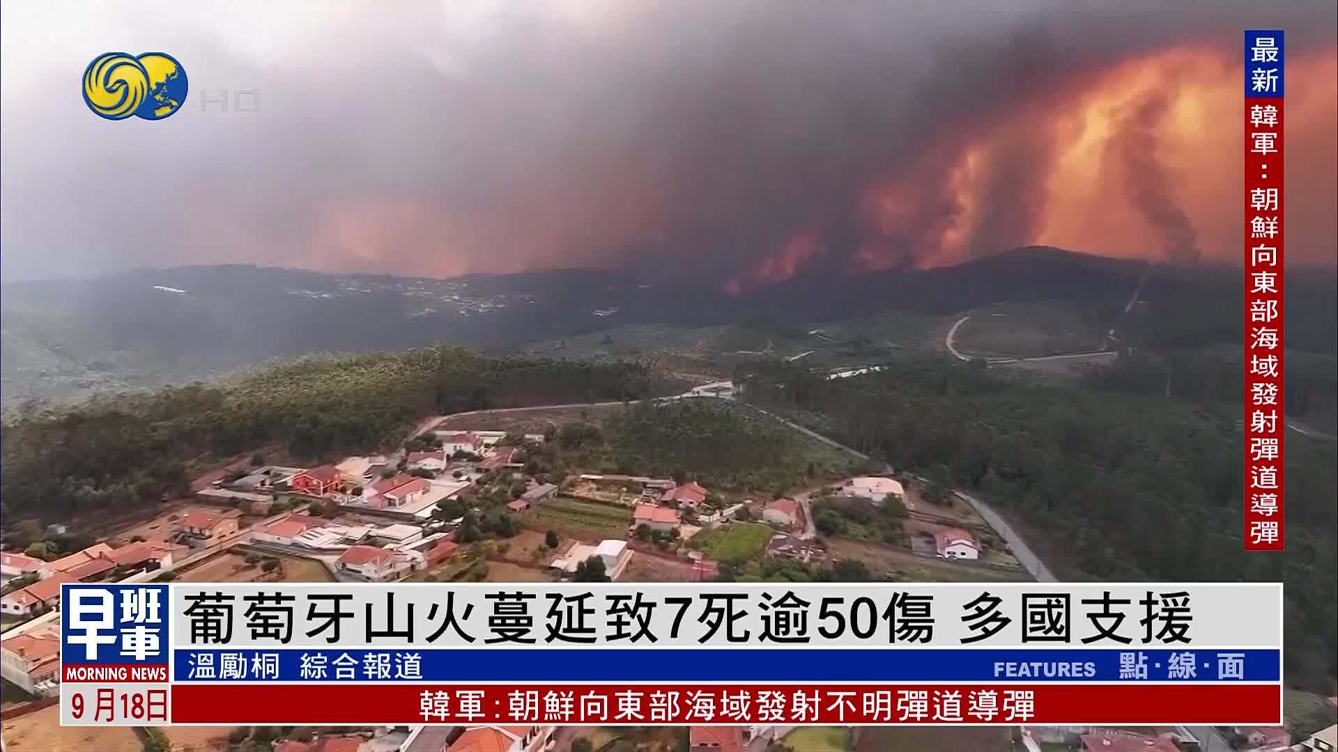 葡萄牙山火蔓延致7死逾50伤 多国支援