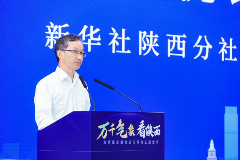 新华社陕西分社社长、分党组书记沈虹冰讲话。