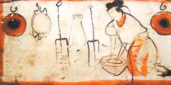 嘉峪关魏晋墓砖画《揉面图》