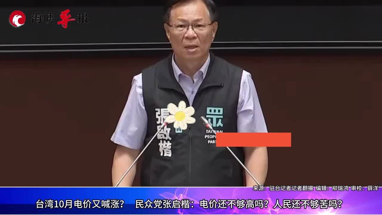 台湾下个月电价又要上涨？张启楷向民进党喊话：人民还不够苦吗