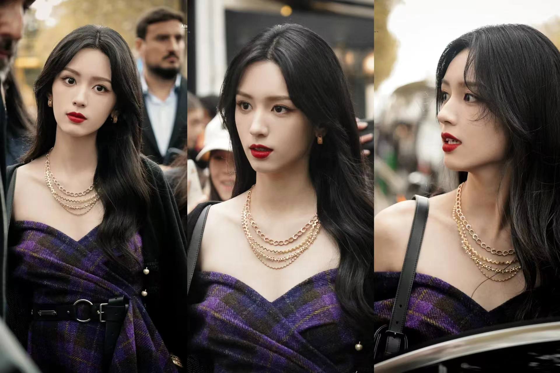 周也巴黎时装周看秀路透 红唇搭配烟熏妆造型美出圈封面图