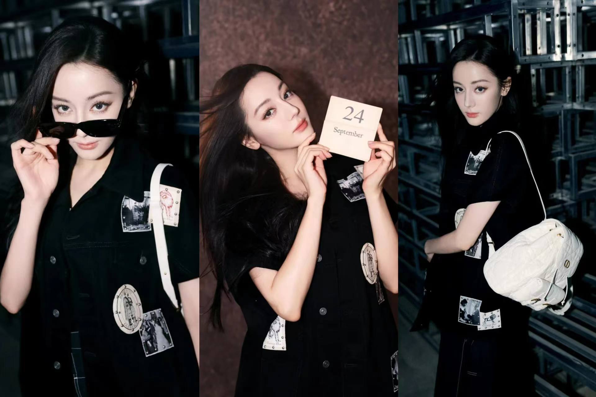 迪丽热巴黑色套装启程巴黎时装周 牛仔拼接随性洒脱彰显率性风范封面图