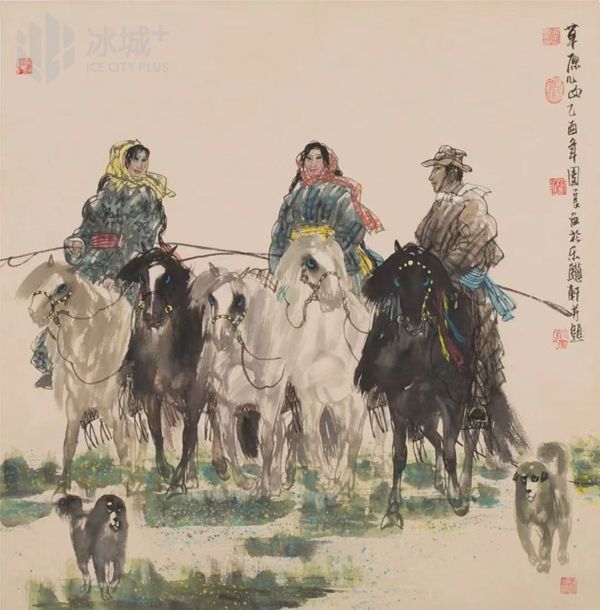 吴团良 草原儿女 中国画 2006