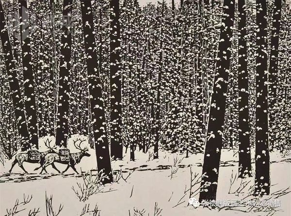 张祯麒 冬之旅 版画 1982