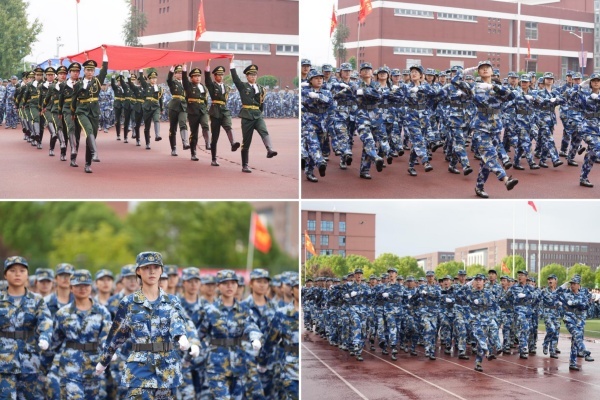 军训团方阵通过主席台接受检阅