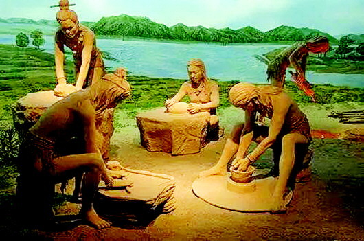 大地湾先民制作彩陶的情景