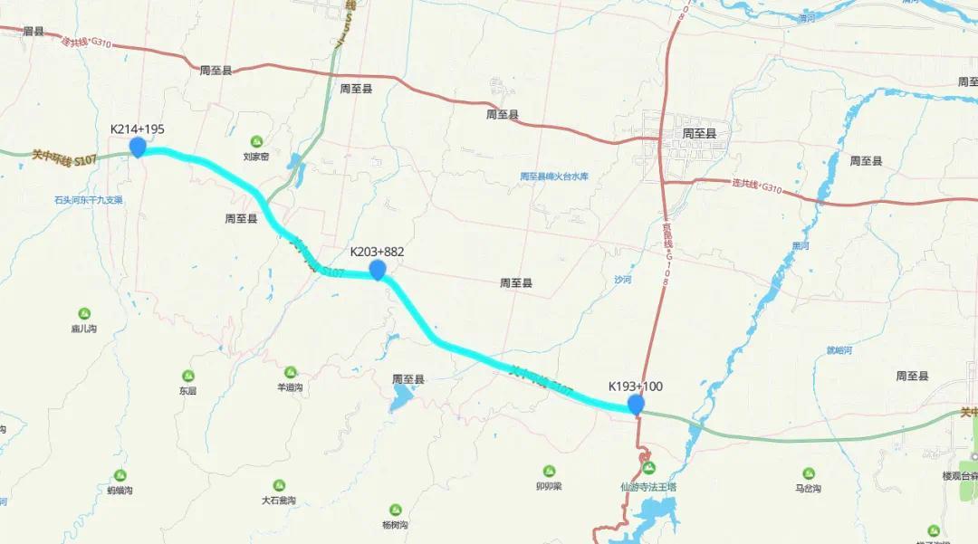 西安107省道路线图图片