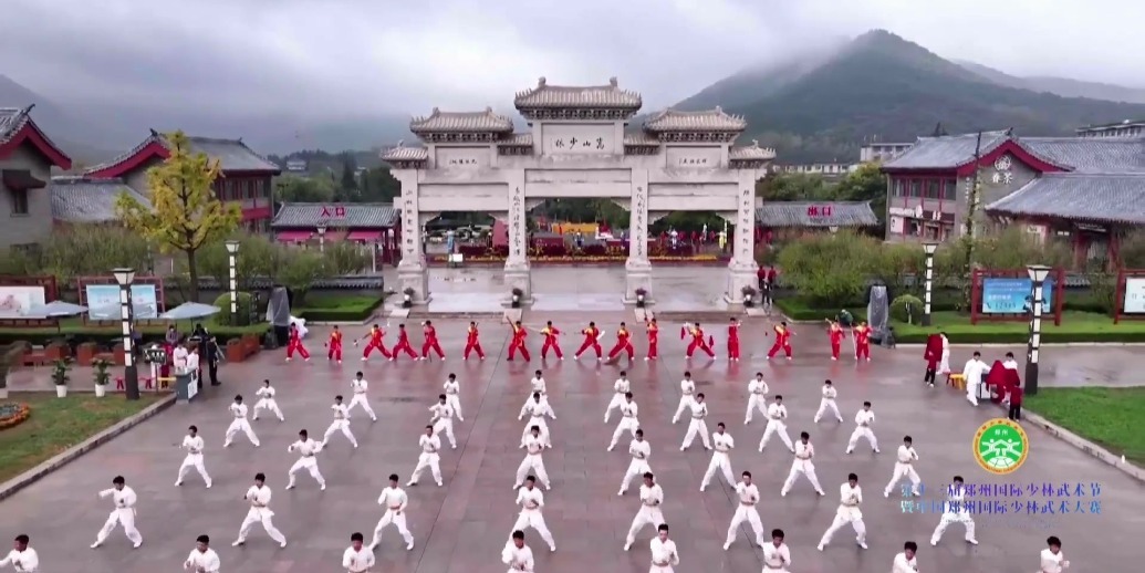 山脚下，山门缓缓开启，习武少年们用功夫上演迎宾盛宴