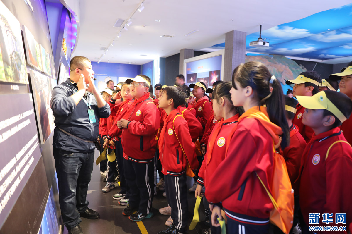 学生们在秦皇岛柳江地学博物馆参观。新华网 魏会博 摄