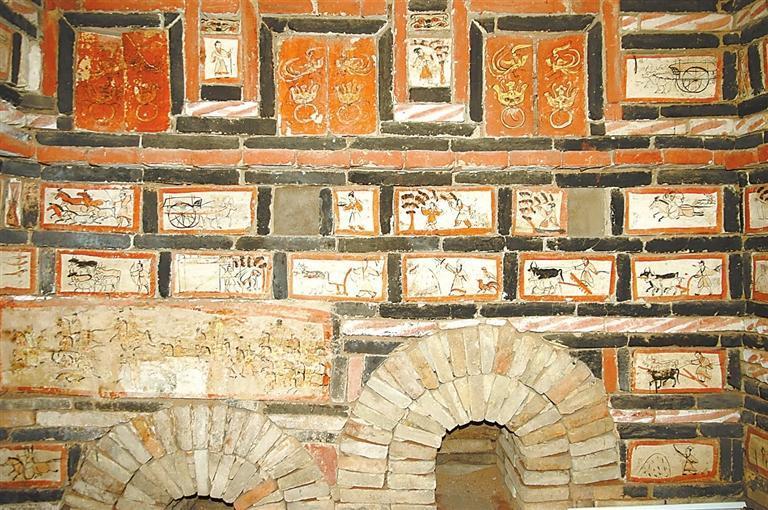 嘉峪关果园—新城魏晋十六国5号墓前室局部