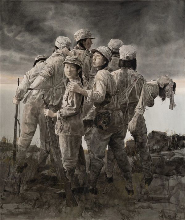 胡宝鑫 《乌斯浑河岸》水彩·粉画 180cm×150cm