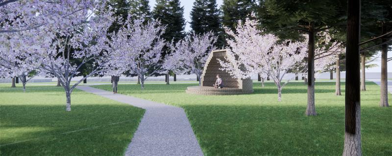 科普装置“听雨的屋檐”效果图。