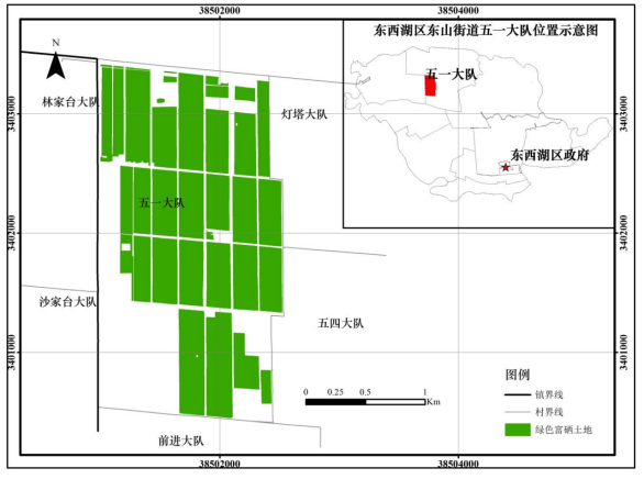 （武汉市东西湖区五一大队汇春基地天然富硒地块核定边界图）